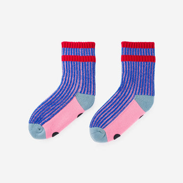 Cobalt Pink | Gym Fleece Socks Rib Cozy House Knit Socks Thick Warm Relaxing