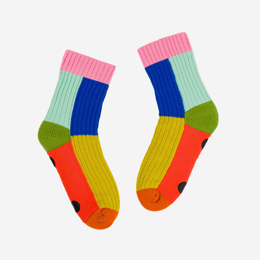 Kaleidoscope Knit House Socks Cozy Indoor Fleece Lined Knitted Cold Feet  Warm Thick Colorful Socks – VERLOOP