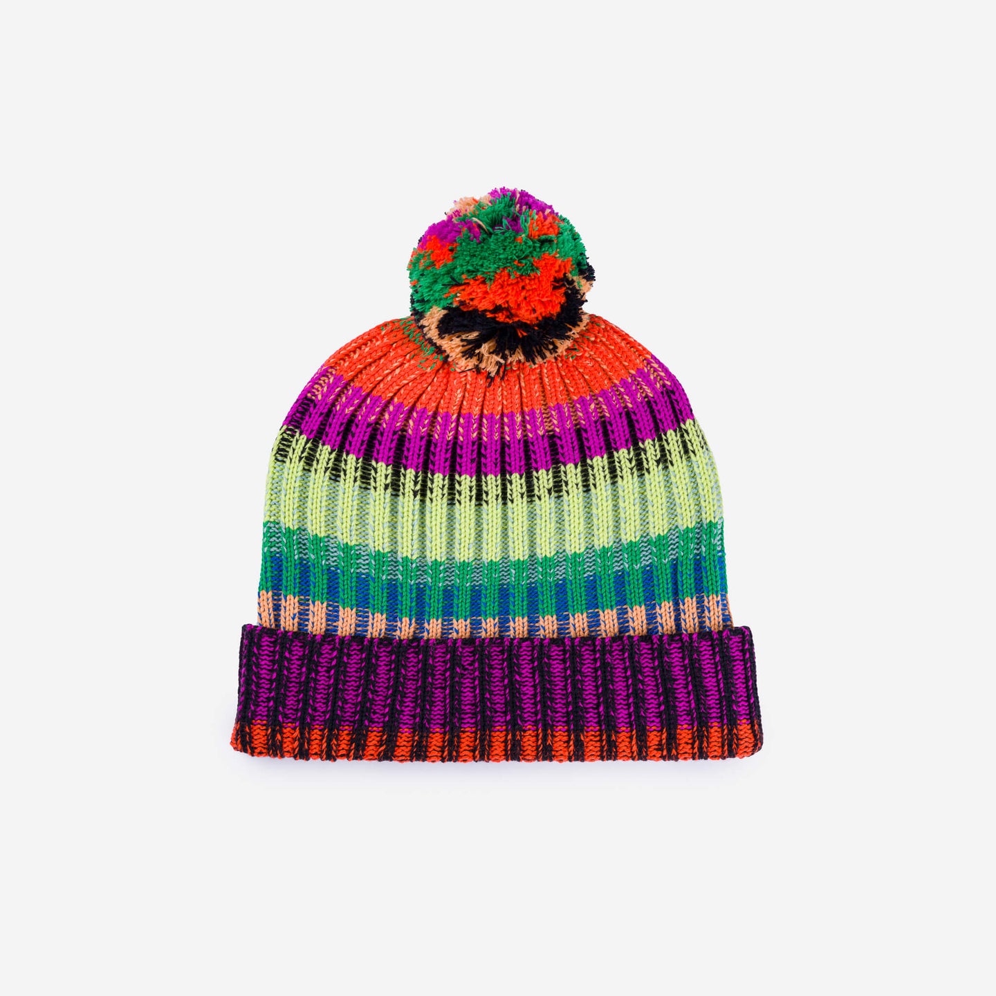 Mosaic Stripe Pom Beanie