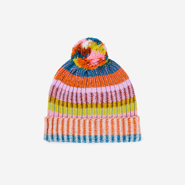 Rust Lilac | Mosaic Stripe Pom Beanie