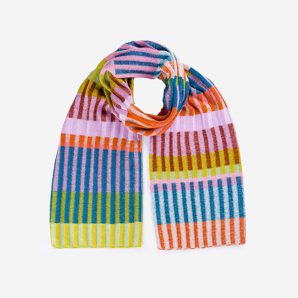 Rust Lilac | Mosaic Stripe Knit Scarf