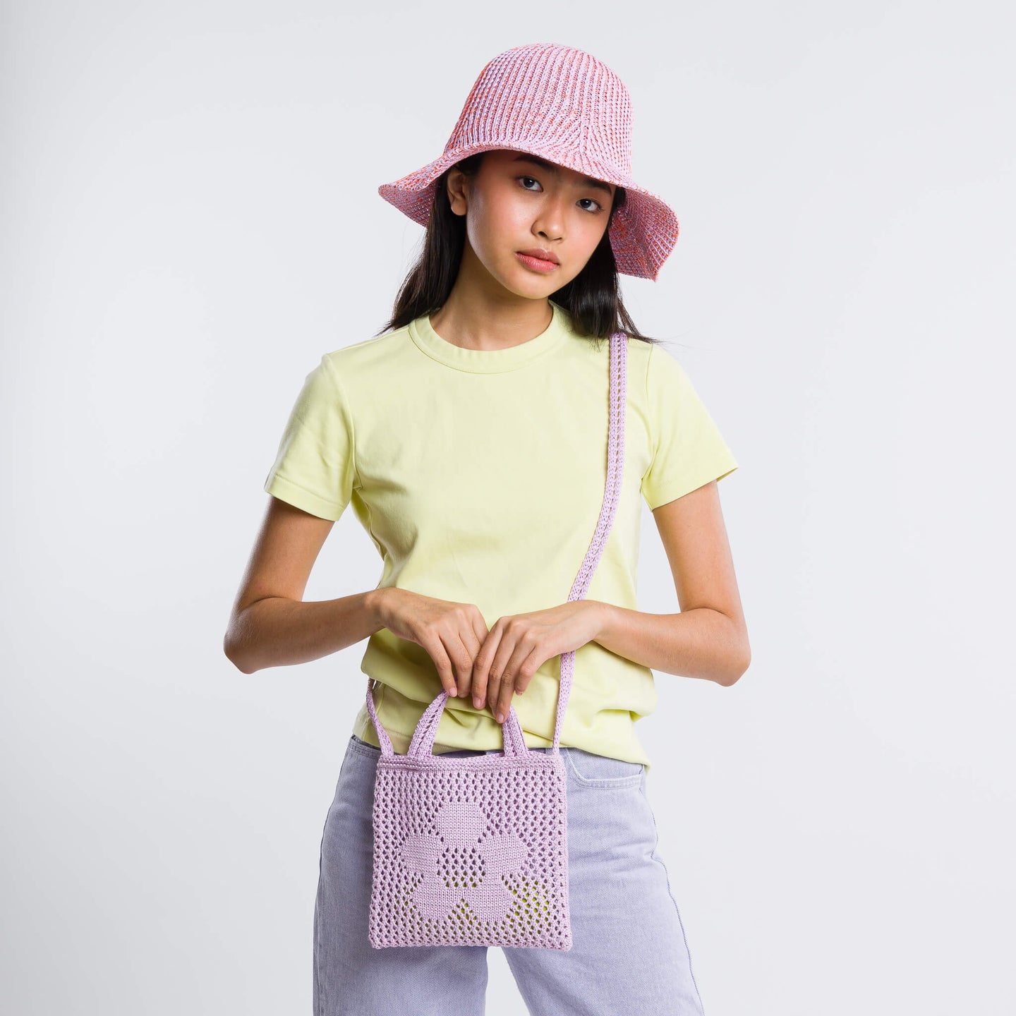 Raffia Flower Mini Bag Everyday Cute Purse Snap Closure Crossbody