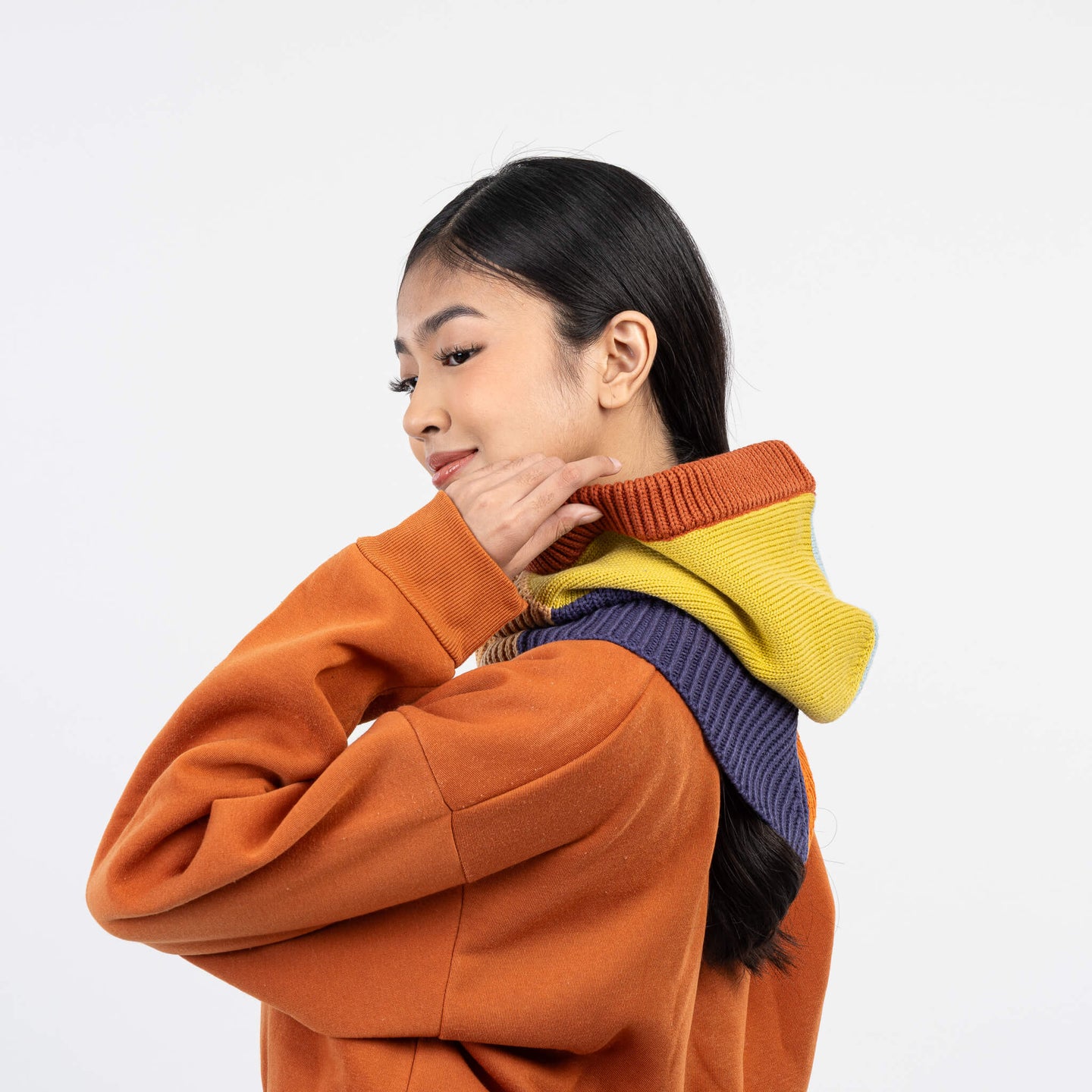 Mismatch Knit Hood