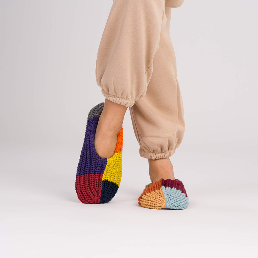Mismatch Knit Slippers Colorblock Indoor Padded Bestselling