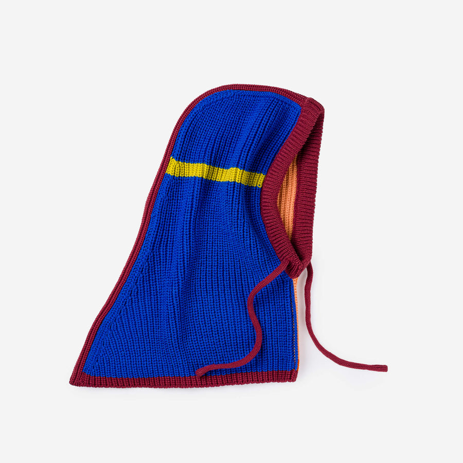 Kelly White | Drawstring Knit Outline Hood Colorblock Colorful Cozy Balaclava Hood