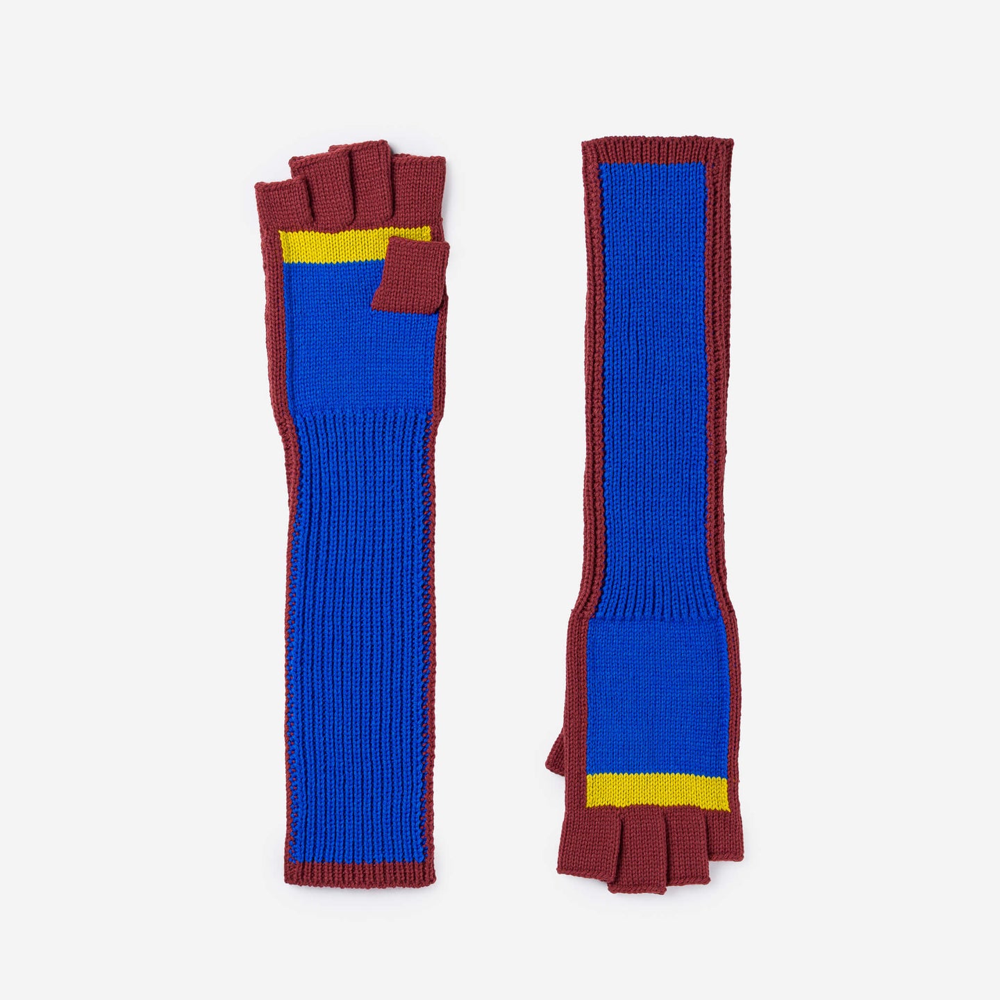 Outline Knit Fingerless Gloves Sporty Colorful Unique