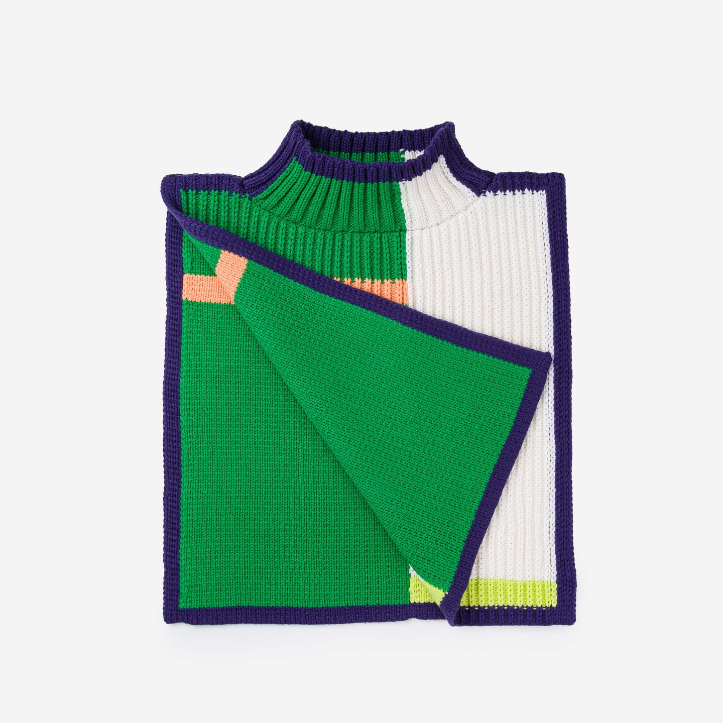 Outline Knit Dickie Tabard Sporty Colorblock Mockneck Collar