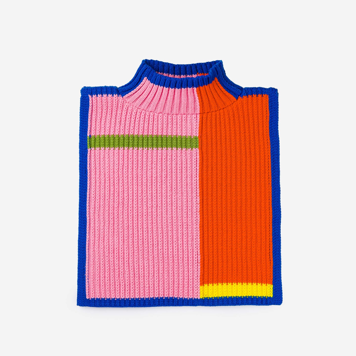 Outline Knit Dickie Tabard Sporty Colorblock Mockneck Collar