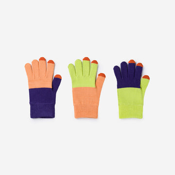 Peach Lime | Pair and Spare Gloves Set of 3 Mismatched Gift Winter Gloves
