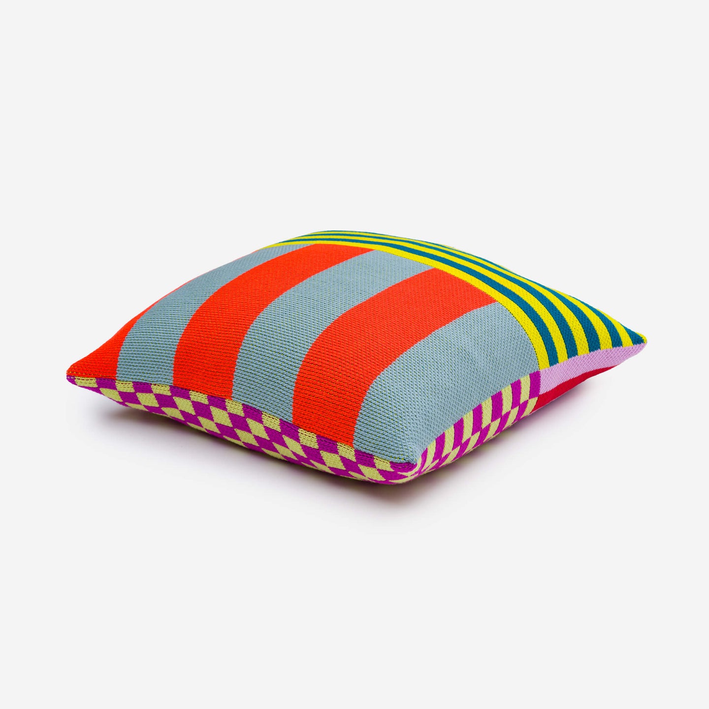 Pattern Patch Knit Pillow Cover Bold Pattern Colorful Mix Match Reversible