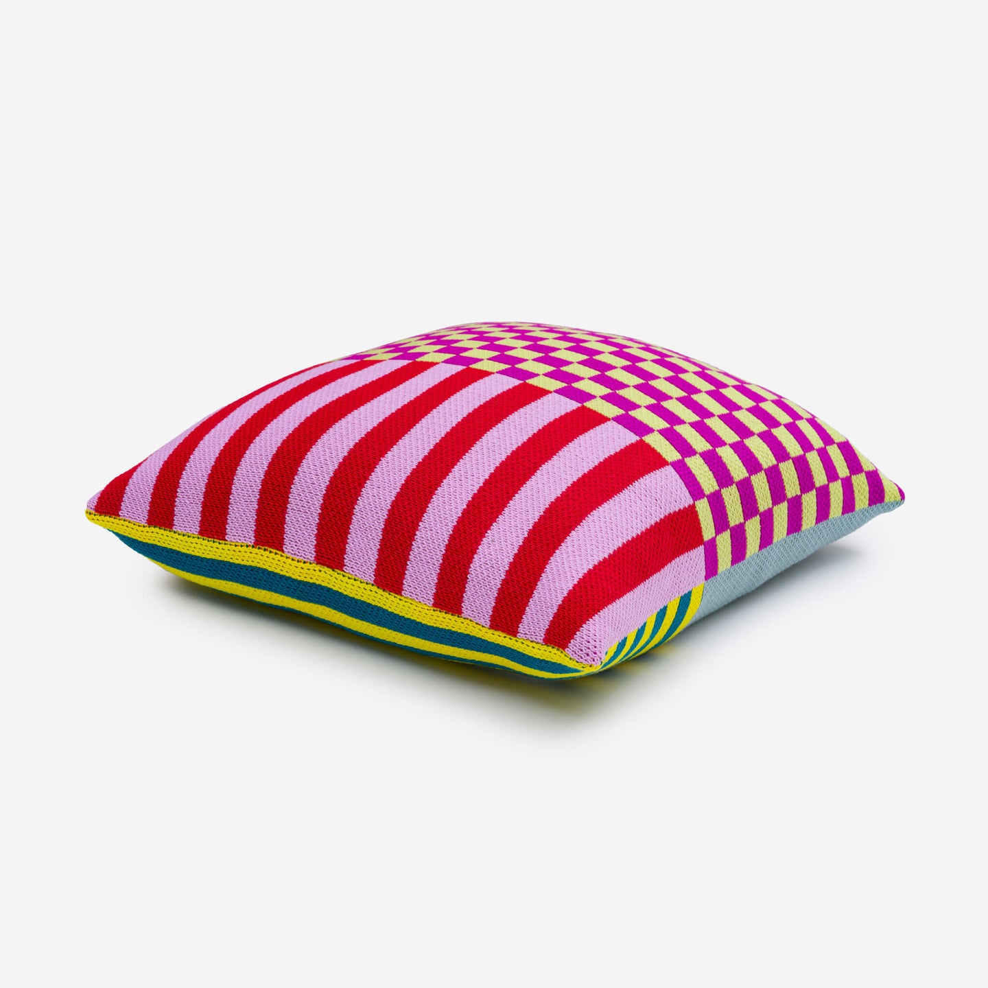 Pattern Patch Knit Pillow Cover Bold Pattern Colorful Mix Match Reversible