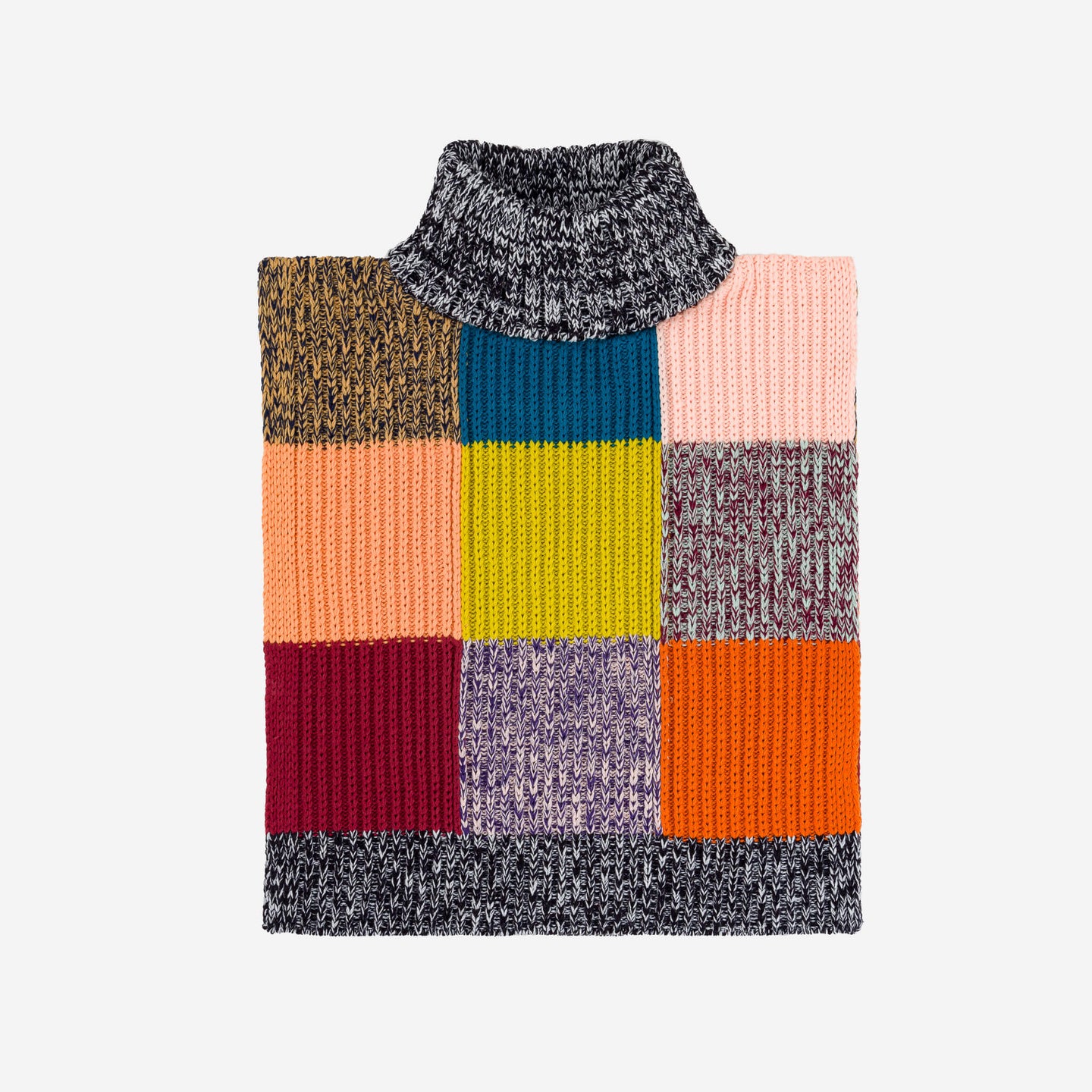 Patchwork Dickie Knit Colorful Vest Sweater Knit Vest Turtleneck