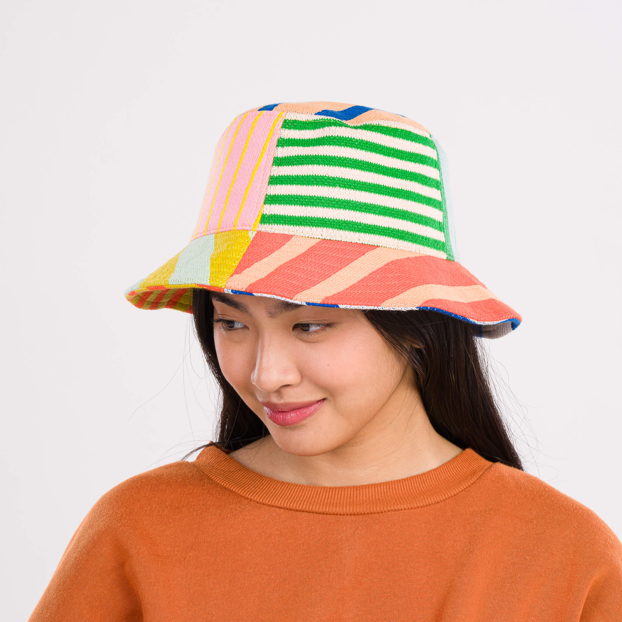 帽子 MULTICOLOR STRIPES BUCKET HAT Colourful Stripe Cotton Bucket Hats - Stripe Sun Hat | The
