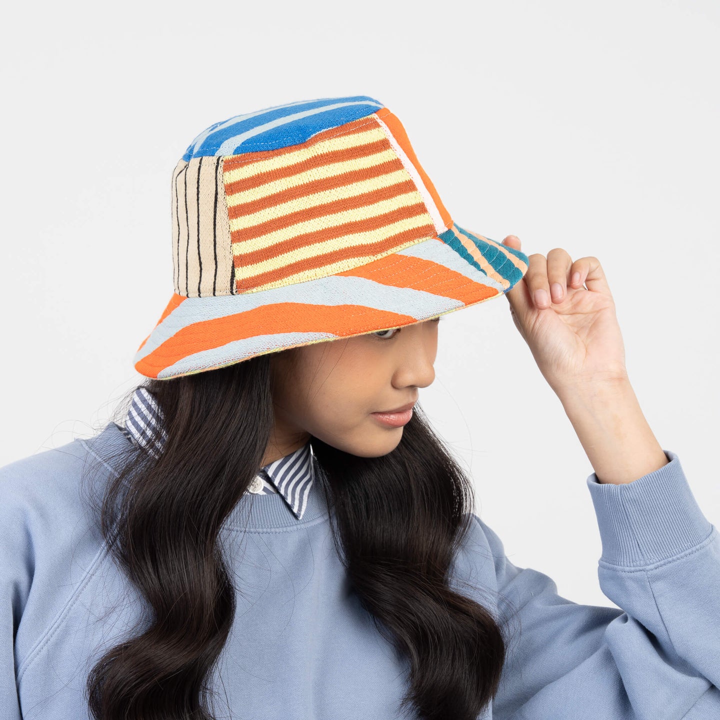 Patchwork Stripe Bucket Hat