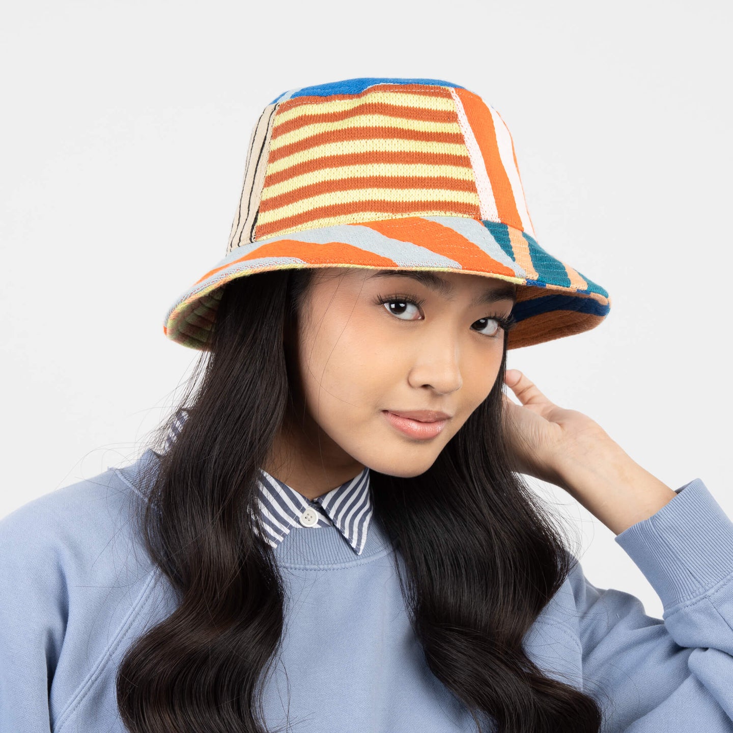 Patchwork Stripe Bucket Hat