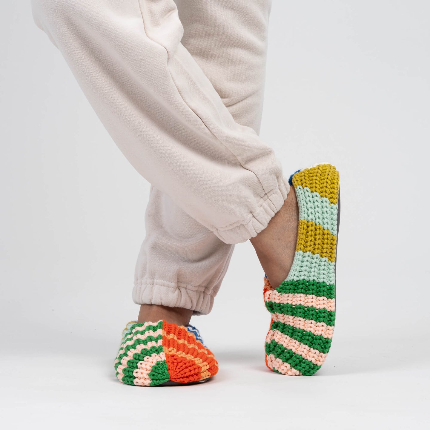 Patchwork Stripe Rib Slippers