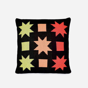 Black | Quilt Star Pillow Knit Cover Graphic Bold Accent