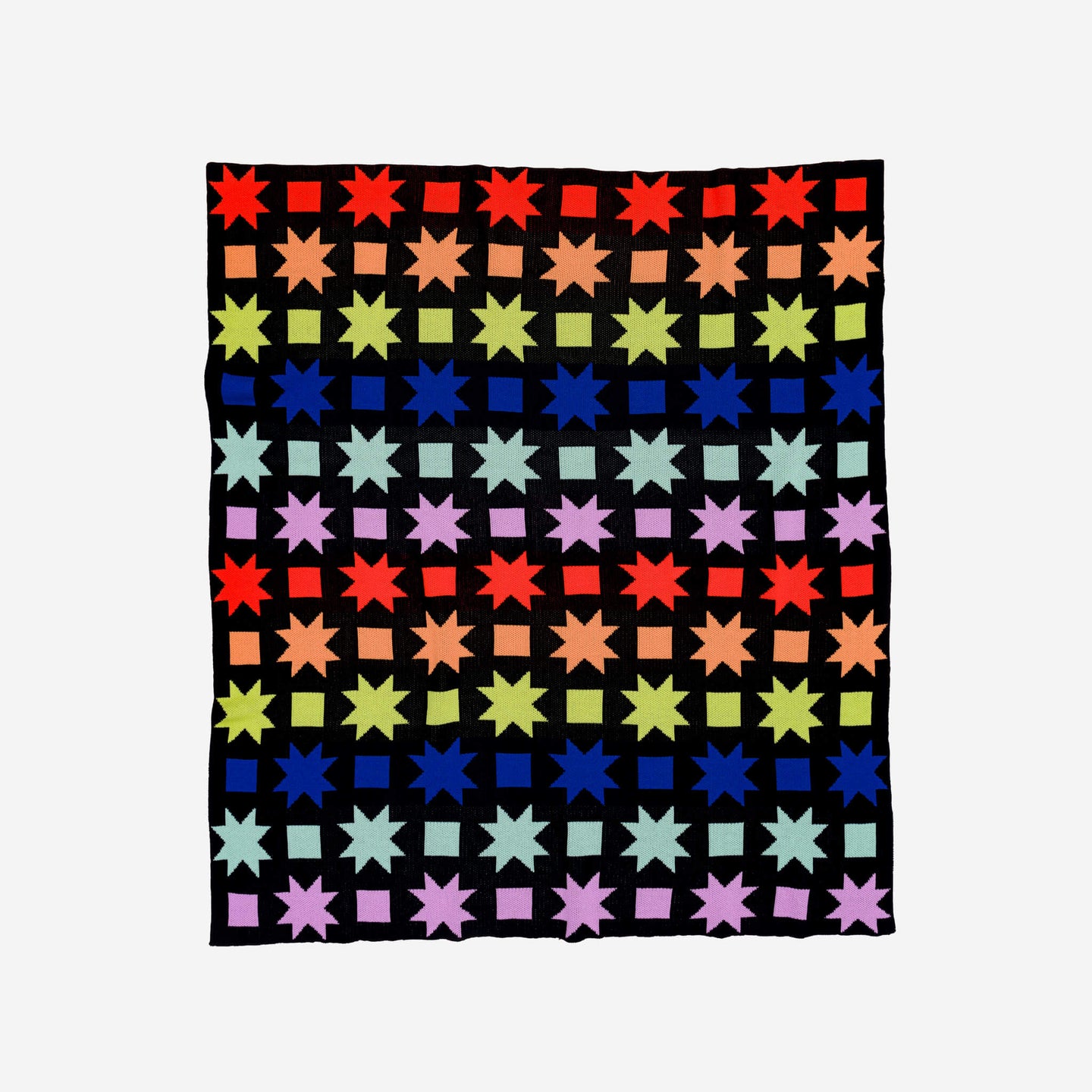 Quilt Star Knit Throw Bold Graphic Pattern Cozy