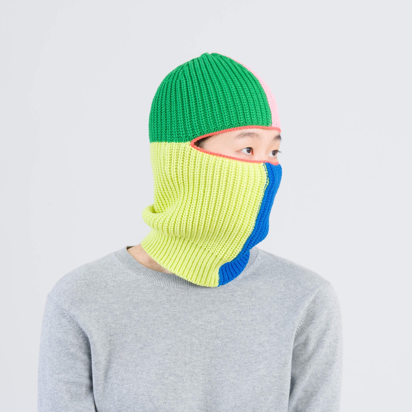 Quattro Knit Rib Colorblock Cute Balaclava Ski Mask Colorful