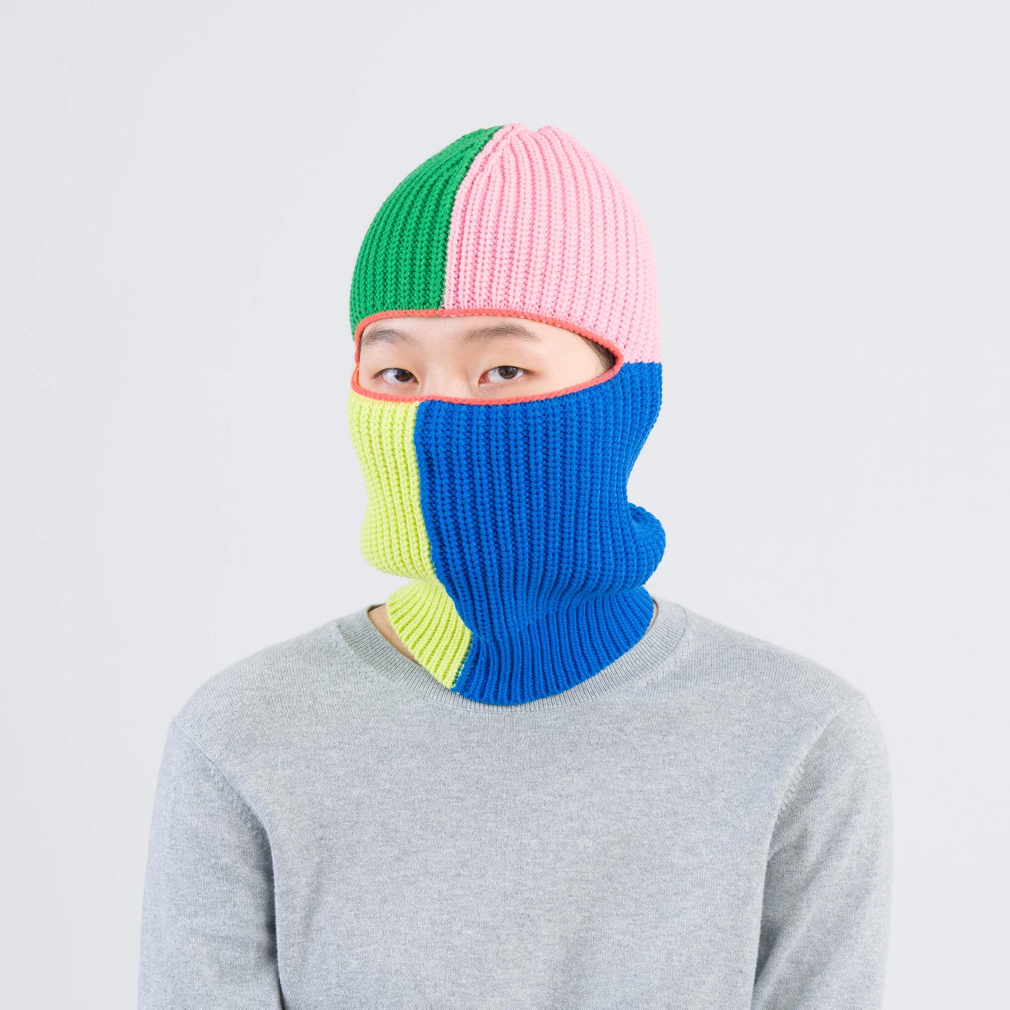 Quattro Knit Rib Colorblock Cute Balaclava Ski Mask Colorful