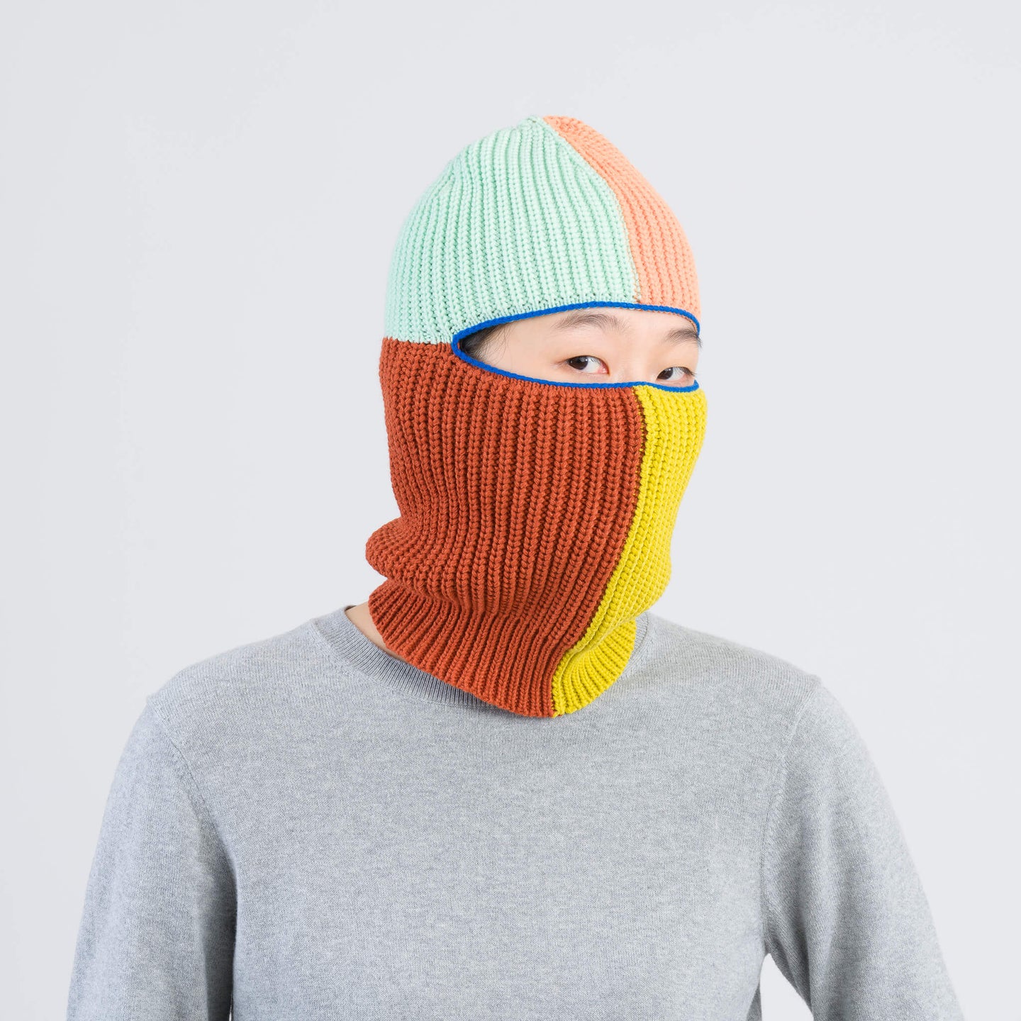 Quattro Knit Rib Colorblock Cute Balaclava Ski Mask Colorful