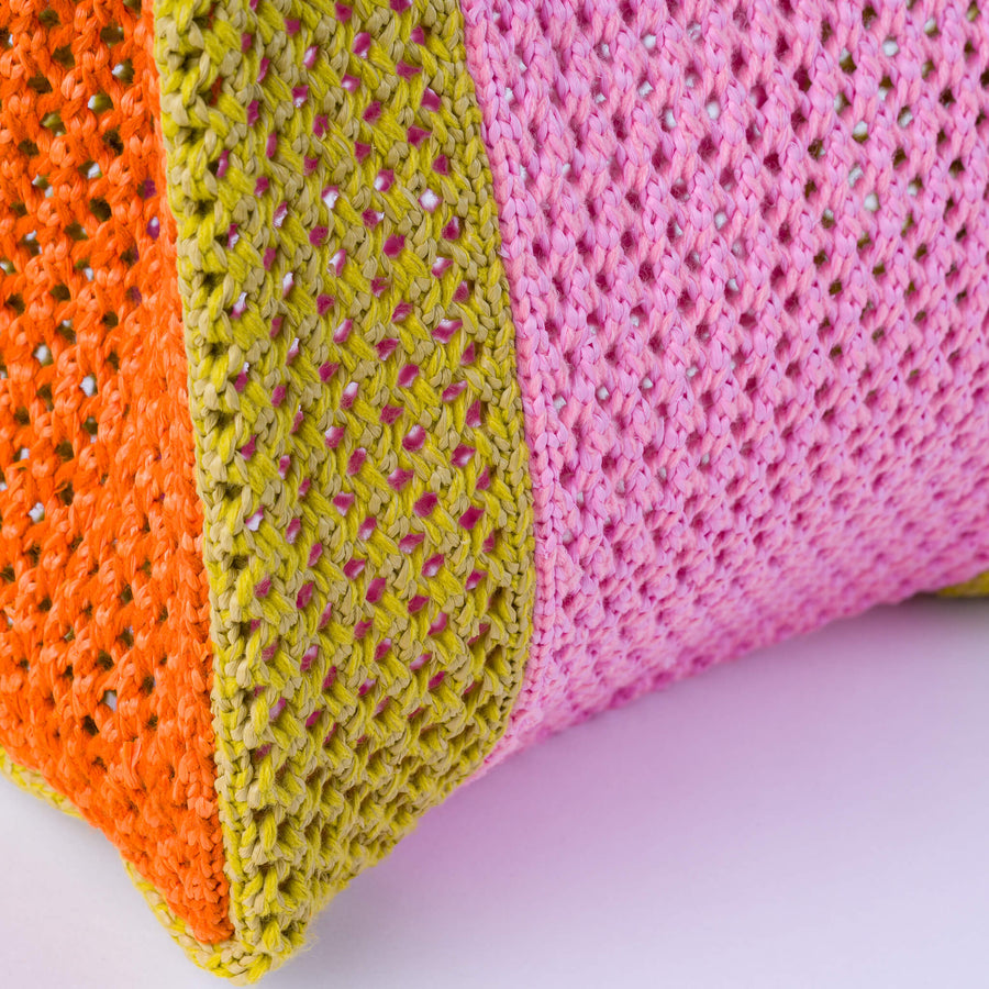 Golden Olive Flame | Raffia Crochet T-Shirt Knit Bag Lightweight Beach Bag