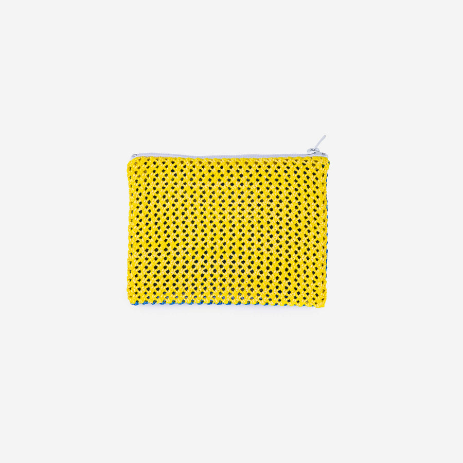 Cobalt Yellow | Raffia Crochet Zip Make up Pouch Case