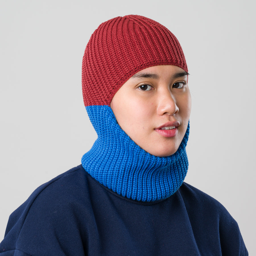 Ruby Cobalt | Colorblock Rib Knit Balaclava Ski Mask Winter Face Cover