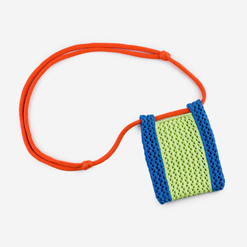 Lime Cobalt | Raffia Crochet Knit Phone Sling Repurposed Cord Adjustable Iphone