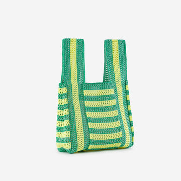 Lime Green (Preorder) | Raffia Stripe T Shirt Bag Washable Crochet Beach Bag Cute
