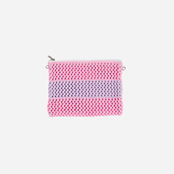 Pink | Raffia Crochet Zip Make up Pouch Case