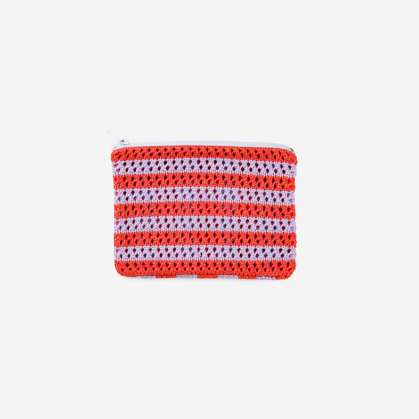 Stripe Raffia Pouch Zipper Crochet Washable