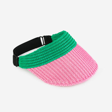 Kelly Pink | Raffia Visor Sporty Colorful Small Hat Blocks Sun