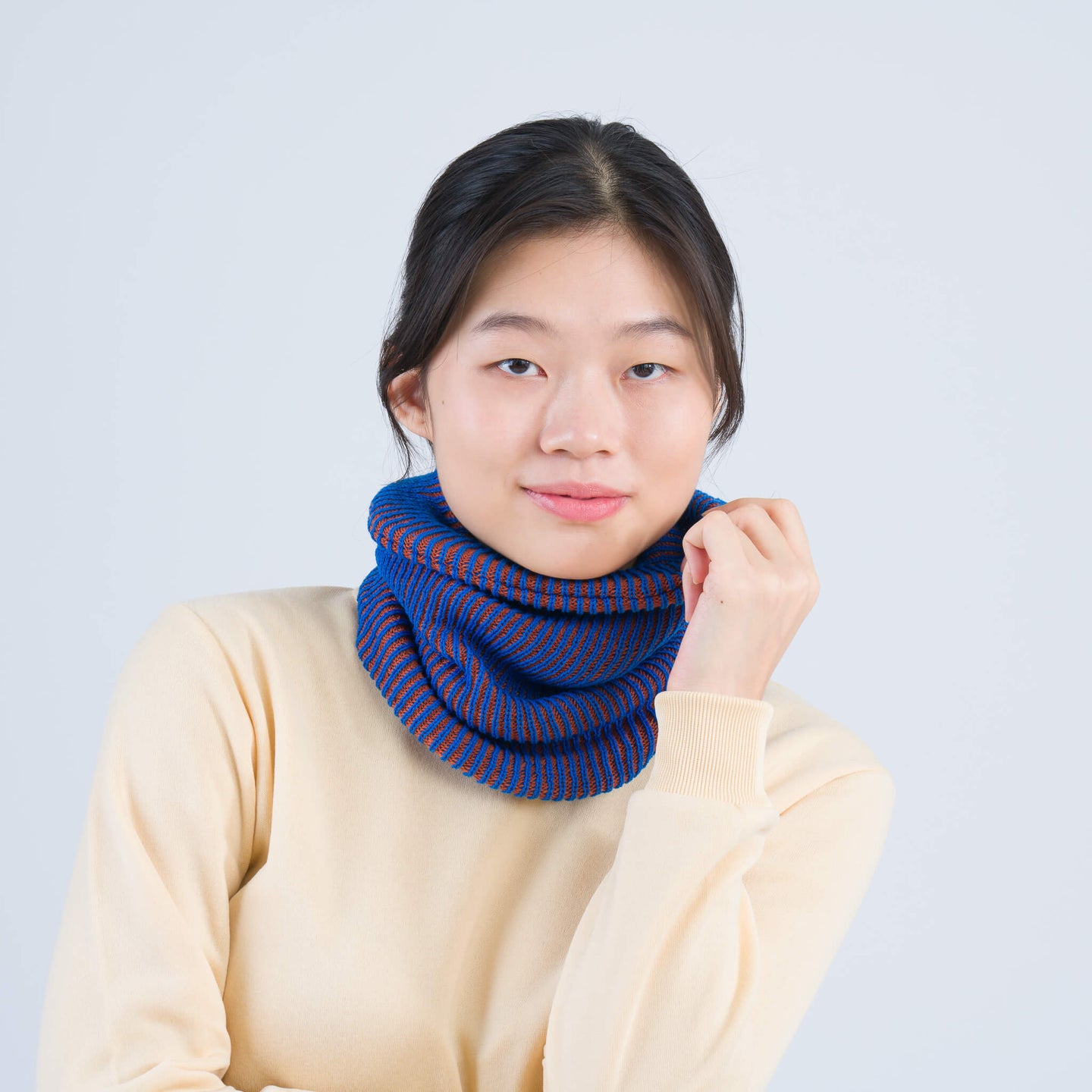 Two Tone Colorful Simple Rib Knit Snood Gaiter Neckwarmer Stretchy Holiday Gift