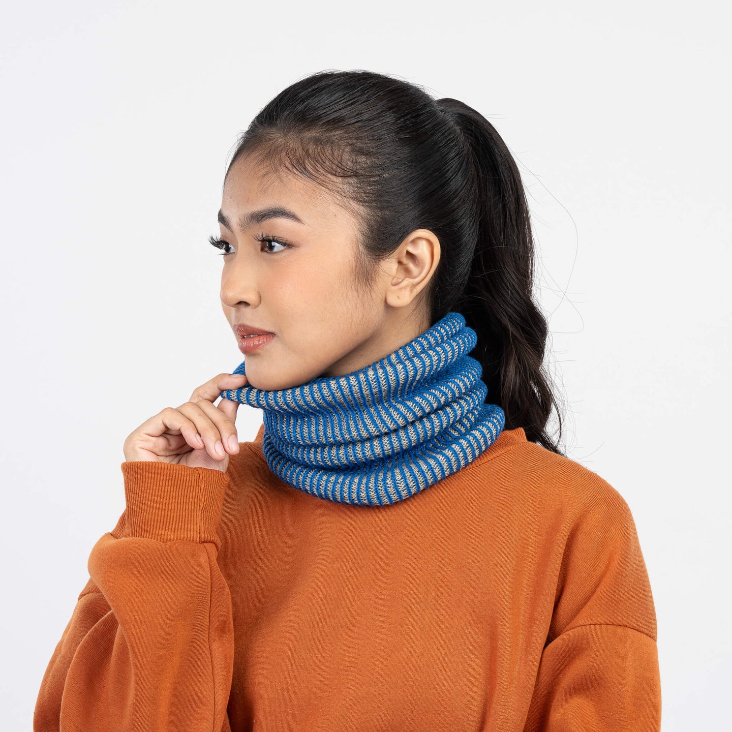 Two Tone Colorful Simple Rib Knit Snood Gaiter Neckwarmer Stretchy Holiday Gift