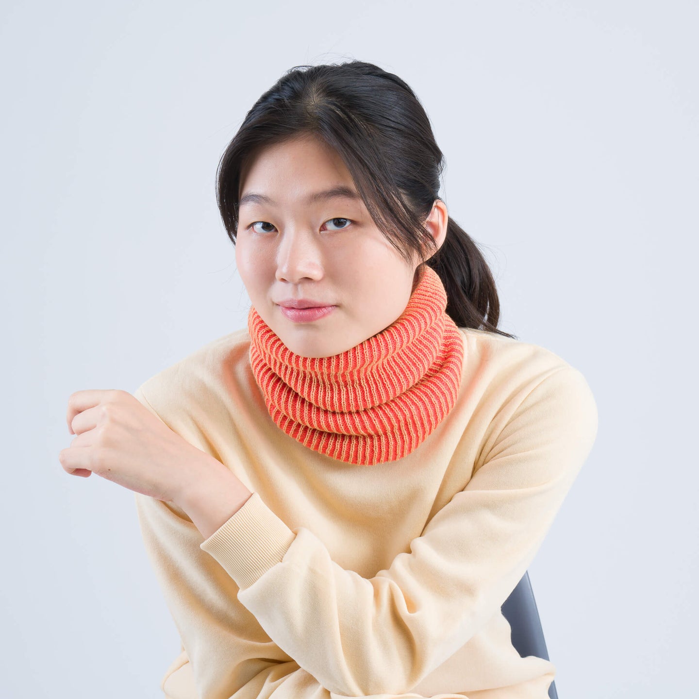 Two Tone Colorful Simple Rib Knit Snood Gaiter Neckwarmer Stretchy Holiday Gift