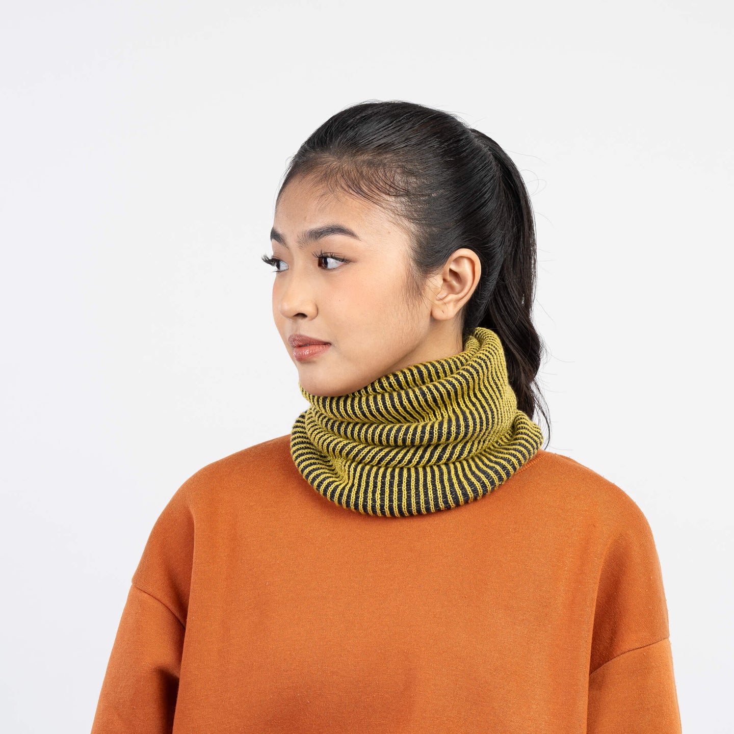 Two Tone Colorful Simple Rib Knit Snood Gaiter Neckwarmer Stretchy Holiday Gift
