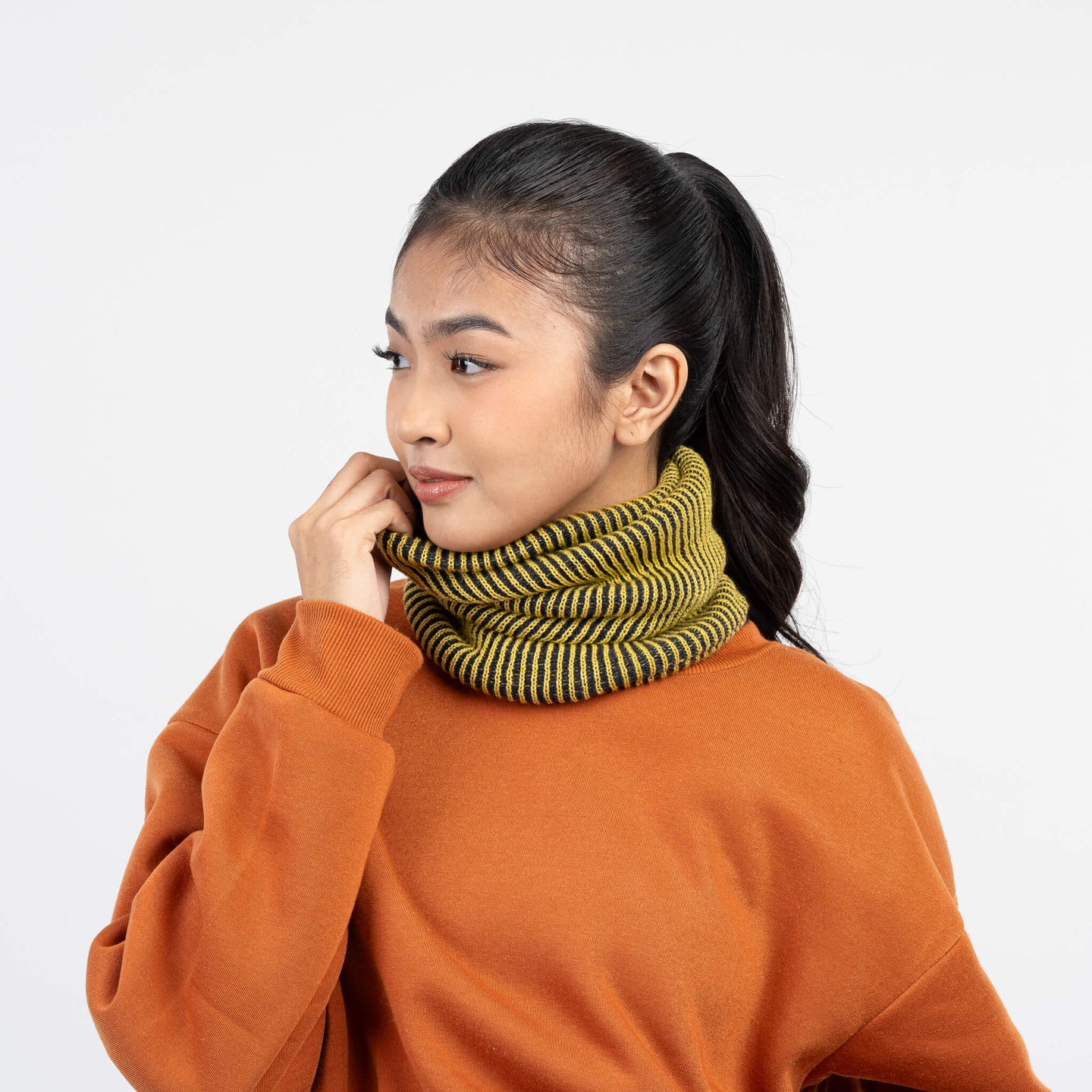 Two Tone Colorful Simple Rib Knit Snood Gaiter Neckwarmer Stretchy Holiday Gift