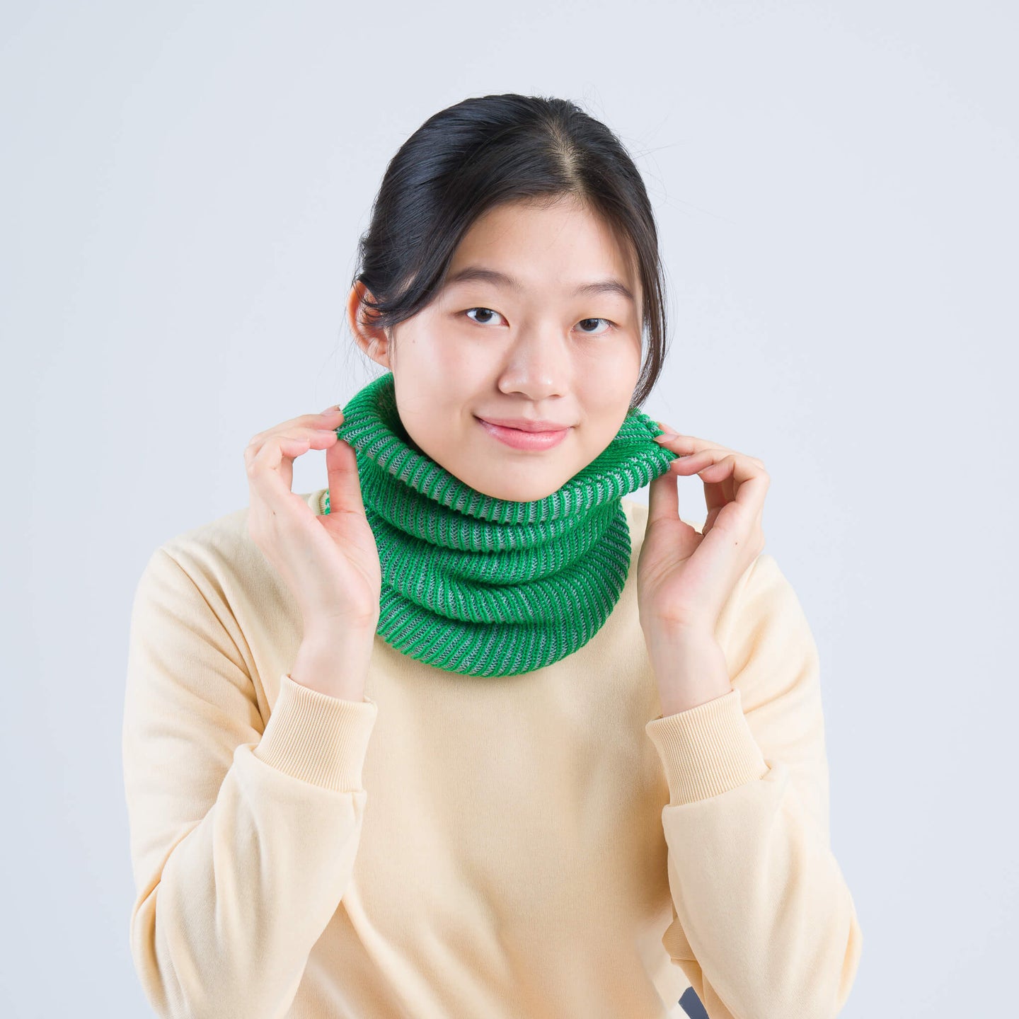 Two Tone Colorful Simple Rib Knit Snood Gaiter Neckwarmer Stretchy Holiday Gift