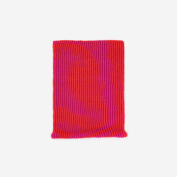 Poppy Magenta | Two Tone Colorful Simple Rib Knit Snood Gaiter Neckwarmer Stretchy Holiday Gift