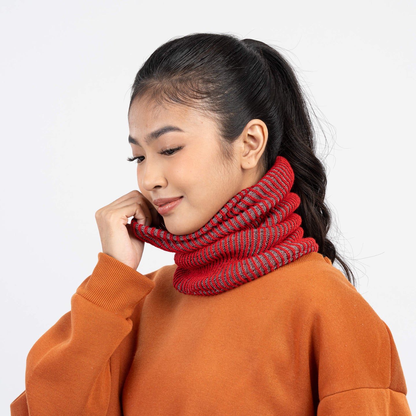 Two Tone Colorful Simple Rib Knit Snood Gaiter Neckwarmer Stretchy Holiday Gift