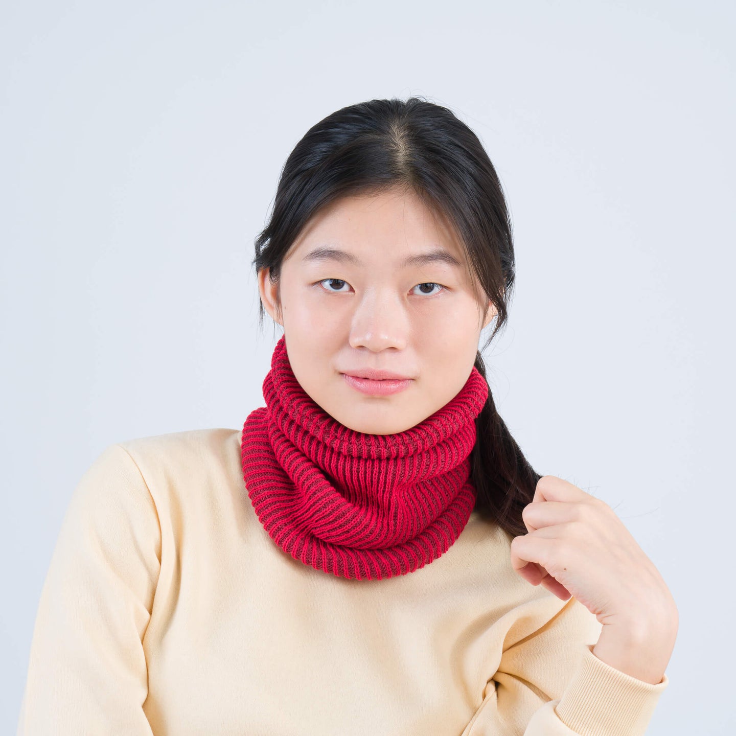 Two Tone Colorful Simple Rib Knit Snood Gaiter Neckwarmer Stretchy Holiday Gift