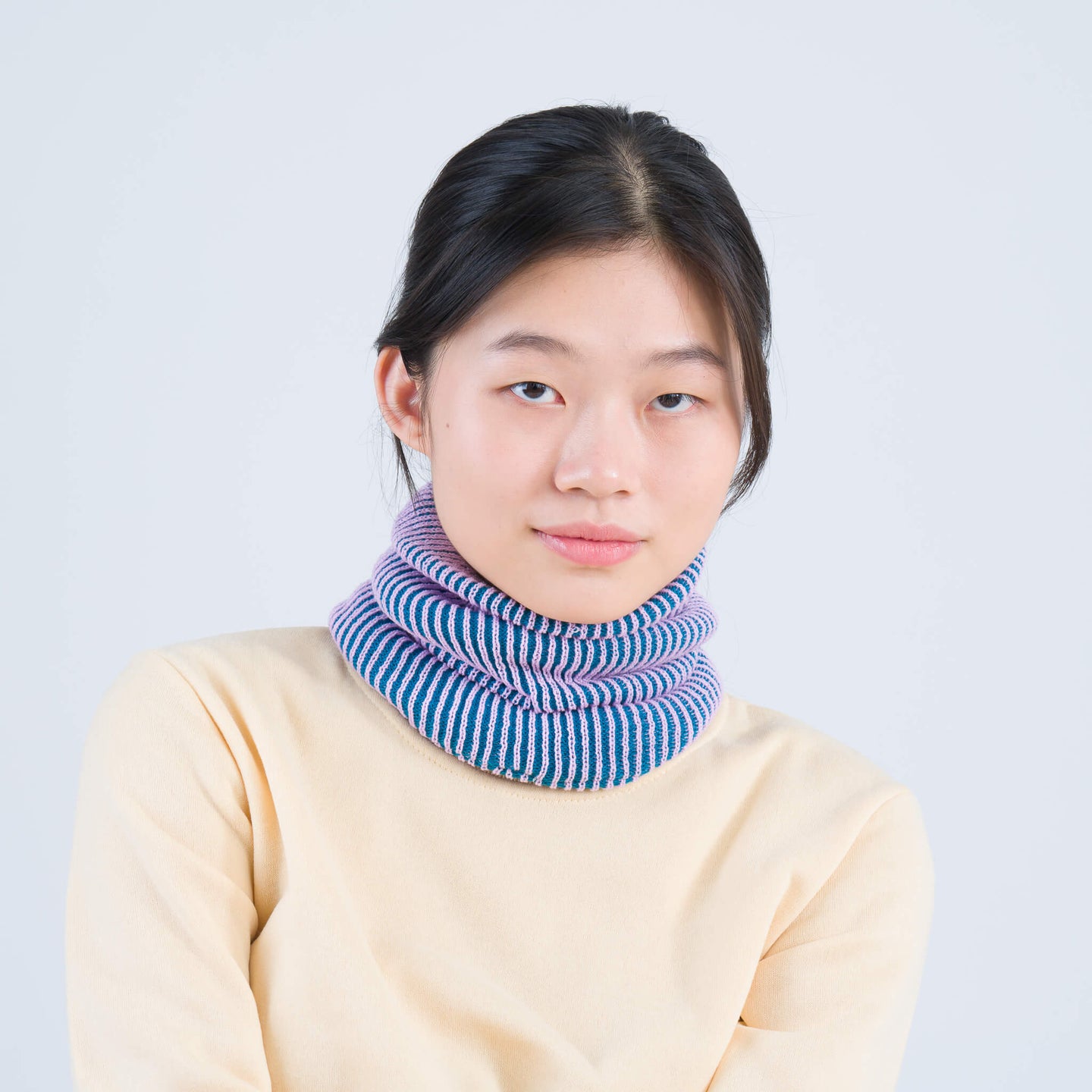 Two Tone Colorful Simple Rib Knit Snood Gaiter Neckwarmer Stretchy Holiday Gift