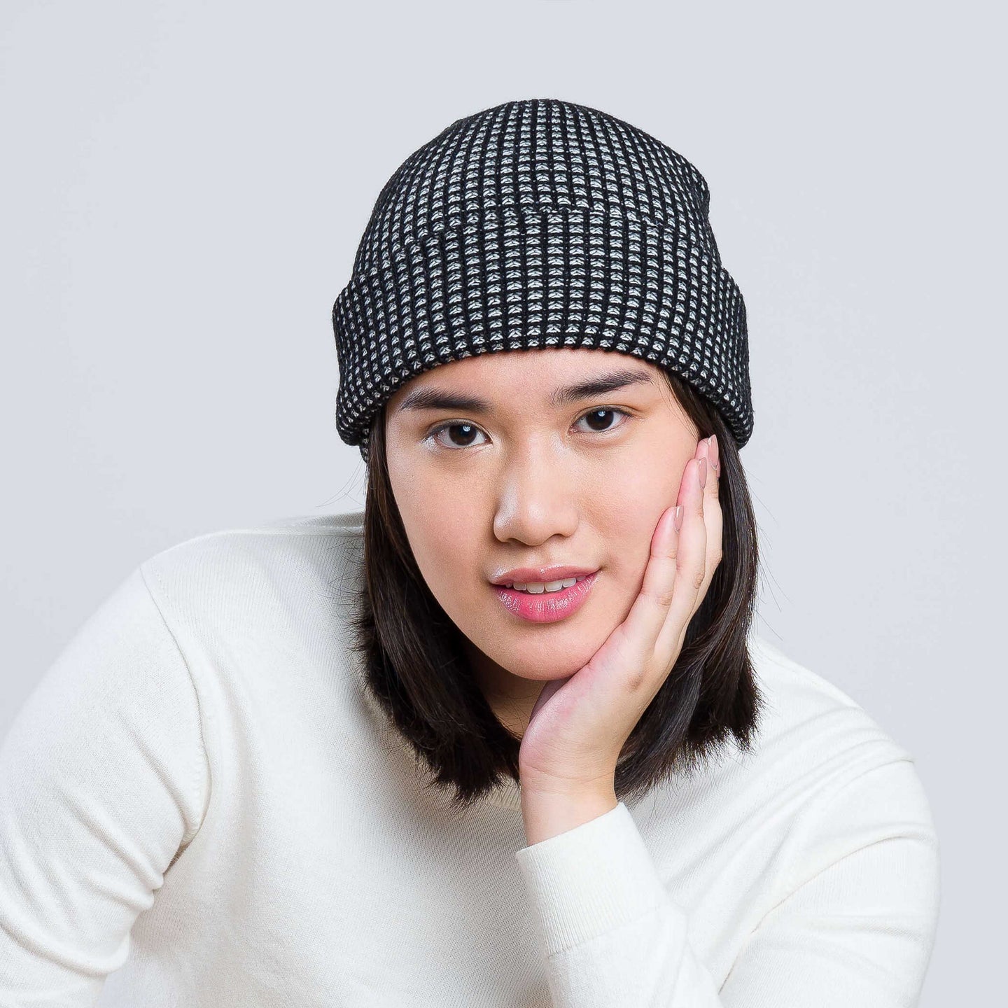 Grid Simple Rib Hat knitted