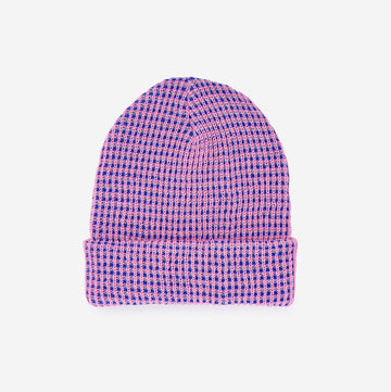 Pink | Simple Grid Hat Beanie Perfect Fit Stretch Unisex Bright Color