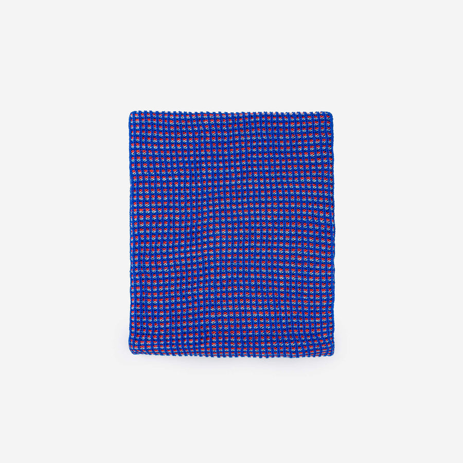 Cobalt | Grid Knitted Snood Knit Neckwarmer Stretch Turtleneck Blue Tube