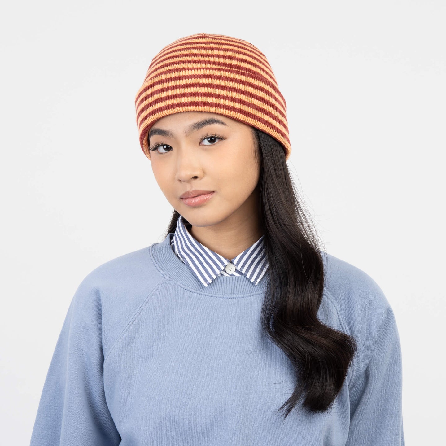 Simple Stripe Knit Beanie Contrast Stripe Slouchy Beanie Knit Unisex mens womens one size Beanie Perfect Fit Stretch Bright Color Hat Toque Holiday Gifts Knit Cap