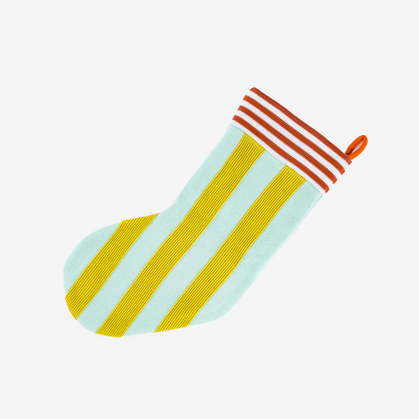 Jade Golden Olive | Super Stripe Holiday Stocking Knit Hanging 