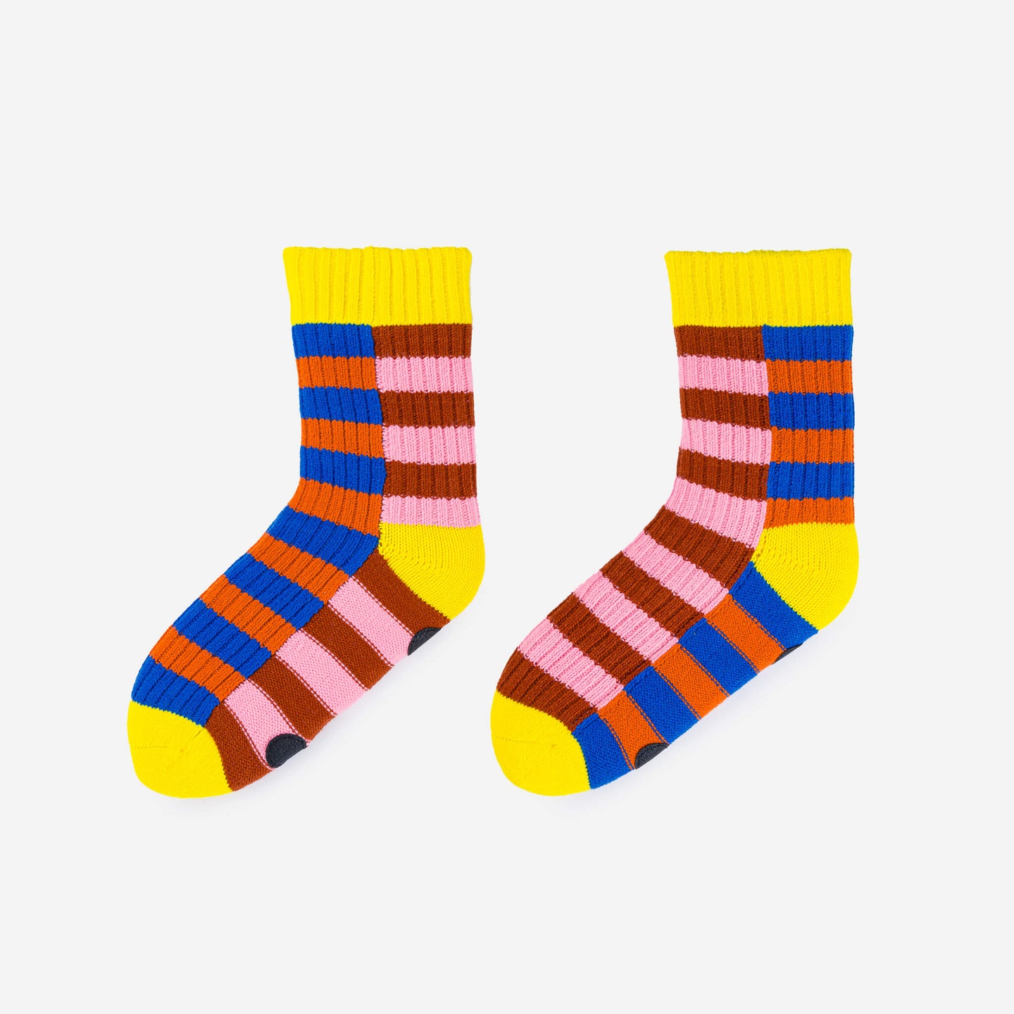 Super Stripe House Socks Warm Indoor Knit Fleece Socks Warm Cold Feet Cozy Yellow