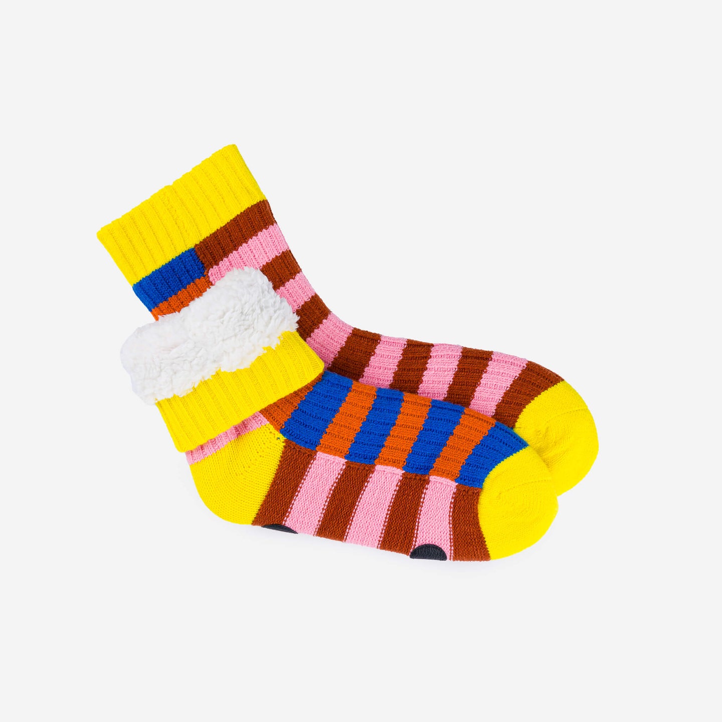 Super Stripe House Socks Warm Indoor Knit Fleece Socks Warm Cold Feet Cozy Yellow